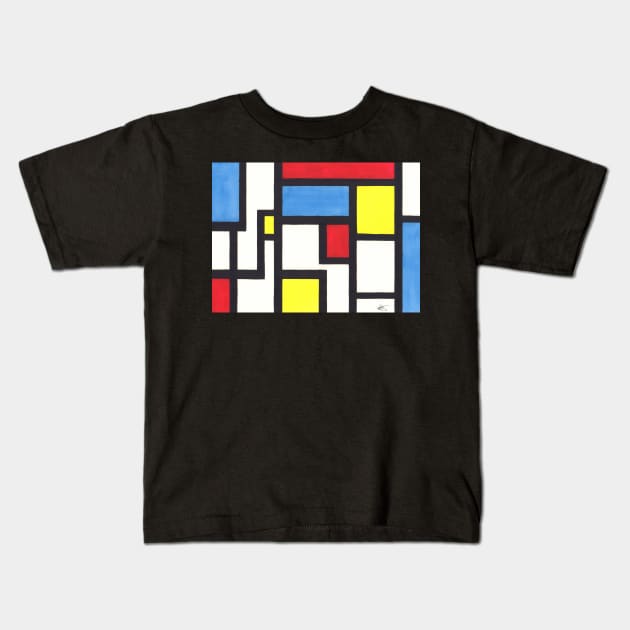 Tribute to Mondrian I Kids T-Shirt by jamesknightsart